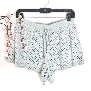 5/$25 F21 Light Blue Suede Laser Cut Flowy Shorts